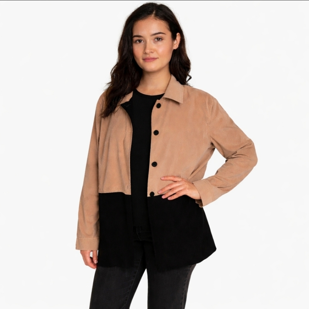 Courtenay Tan Black Colorblock Shacket Vintage 90's Sz 18W